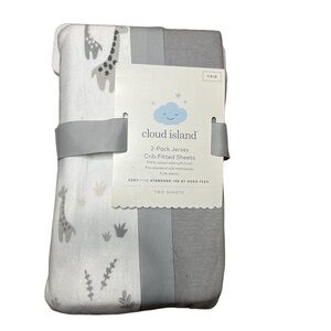 Cloud Island White and Gray Crib Sheets